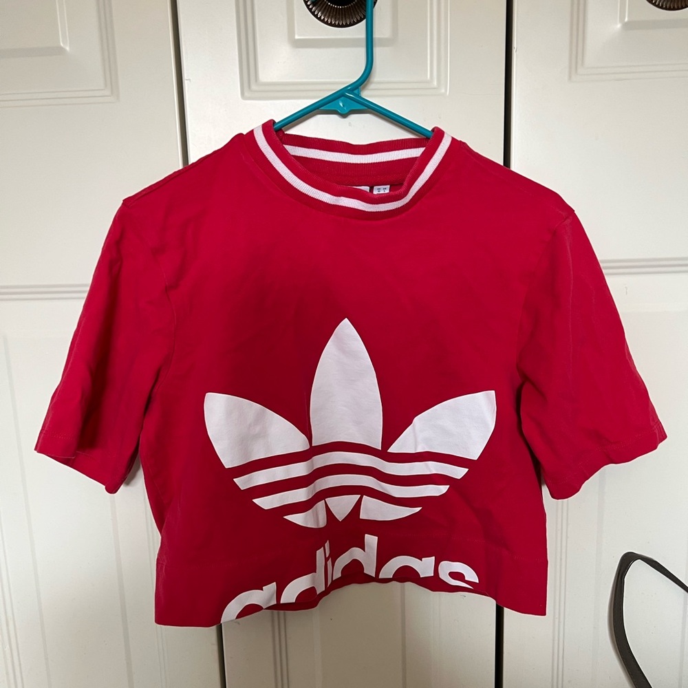 Red high neck adidas shirt